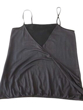 Banana Republic Gray Draped Faux Wrap Cami Tank Top with Built-in Shelf Bra
